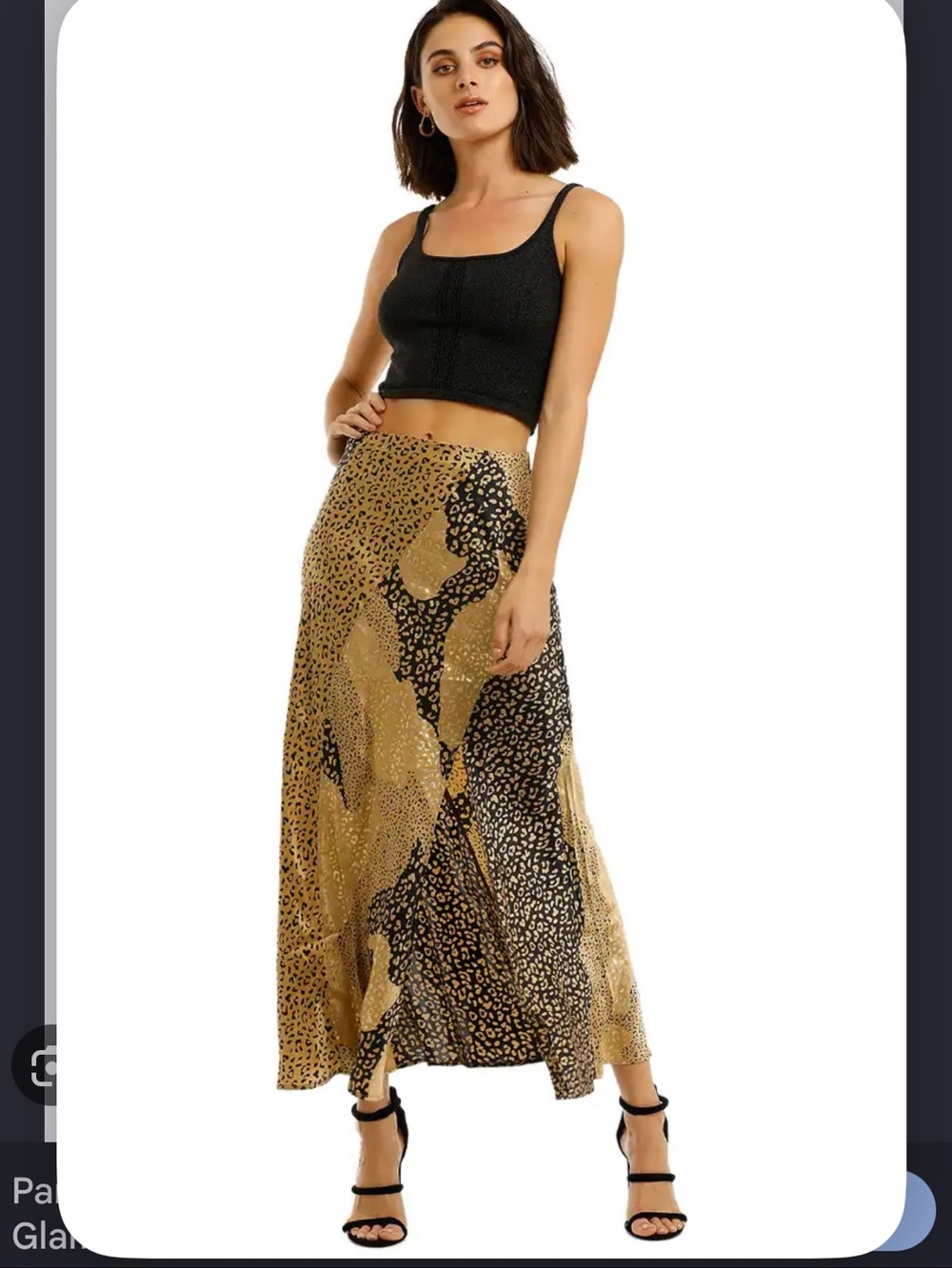 Rixo Gold Leopard Print Silk Bias Skirt - Picture 4 of 5